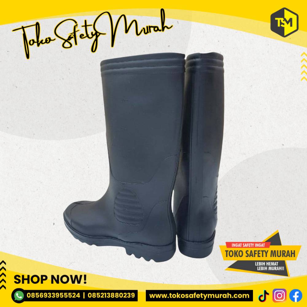 Sepatu Boot Karet Hitam Dove FORLI / Boots Tinggi Anti Air Kerja Proyek Tukang Bahan Lentur Lembut #Jual Alat Pelindung Diri APD Alat Keselamatan Kerja K3 - Image 3
