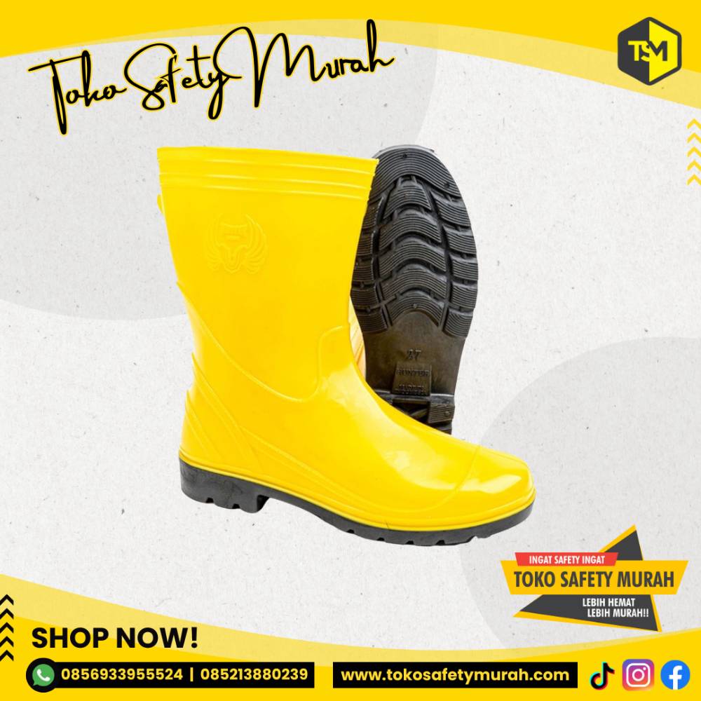 Sepatu Boot Pendek Kuning APD Boots Safety Kontruksi Proyek Perkebunan Murah - Image 2
