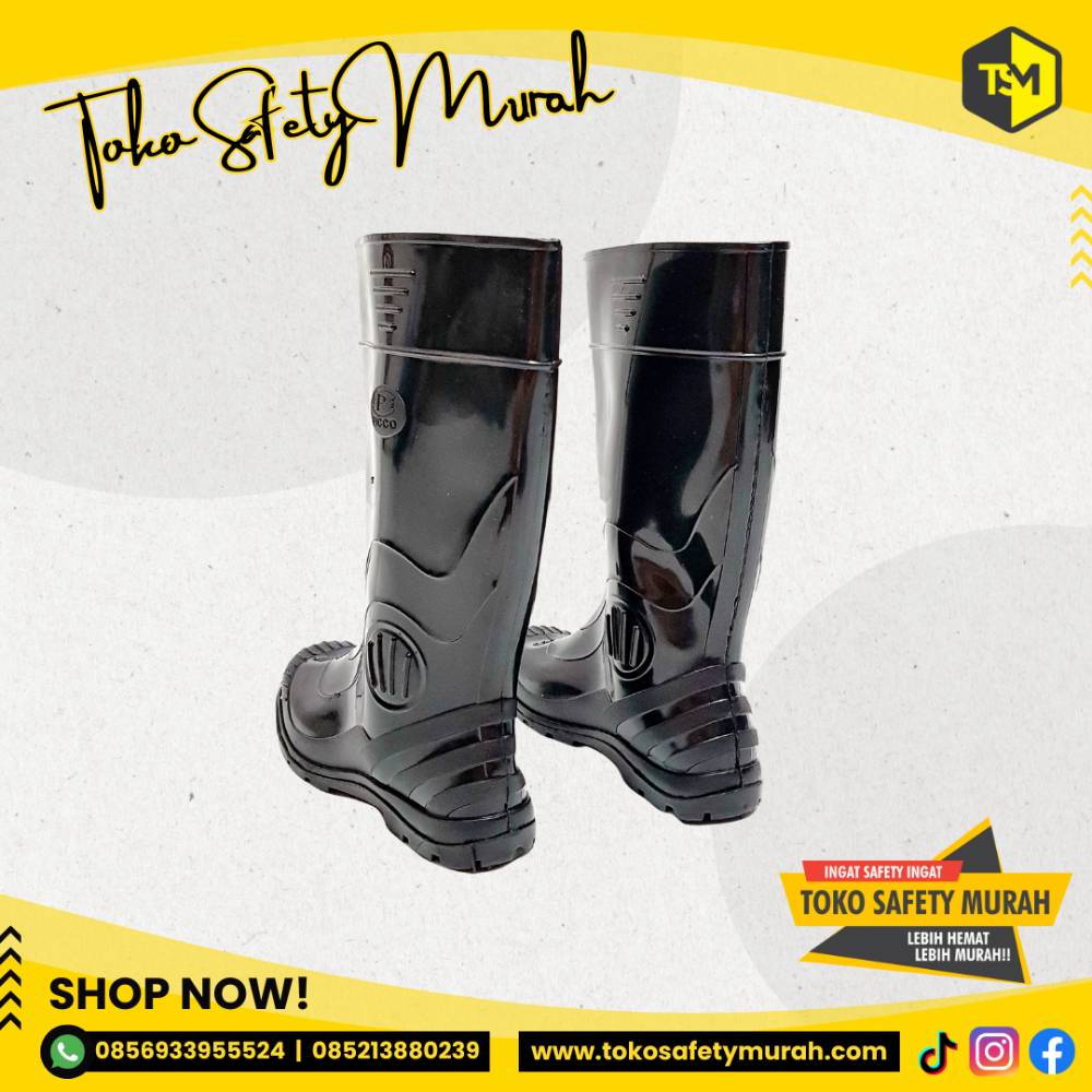 Sepatu Boot Karet Hitam Sepatu Proyek Tahan Air Picco Murah #Jual Alat Pelindung Diri APD Alat Keselamatan Kerja K3 - Image 4