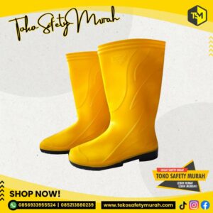 Sepatu Boot Tinggi Kuning APD Konstruksi Safety Boots Karet Panjang Anti Air
