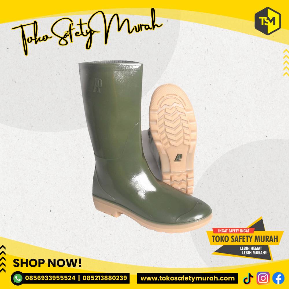 Sepatu Boot Karet Tinggi AP 9303 Sepatu Boots Jumbo Size 38-43 Warna Hijau - Image 4