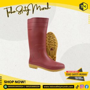 Boot Safety Tinggi TOYOBO Maroon - Pelindung Kaki Berkualitas (Size 38-42)