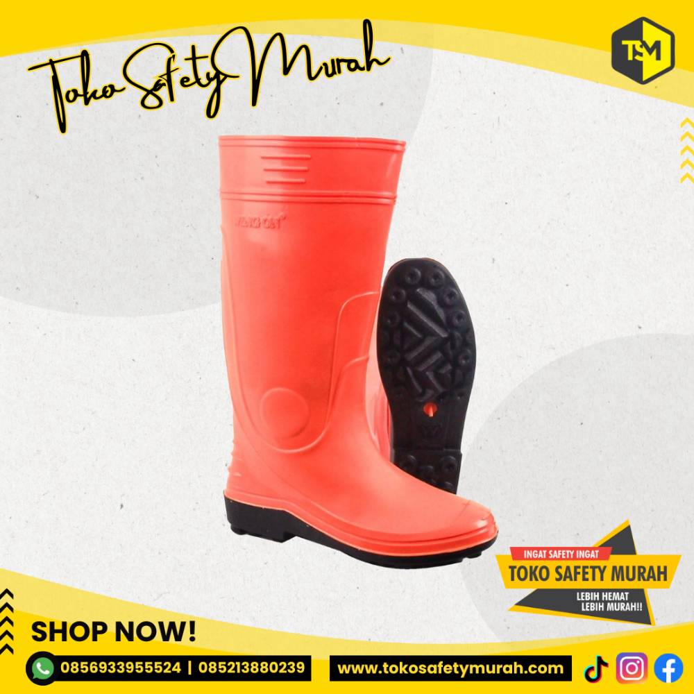 Sepatu Boot Karet Tinggi Orange Sepatu Boot Perikanan / Perkebunan / Pertanian WING ON - Image 2