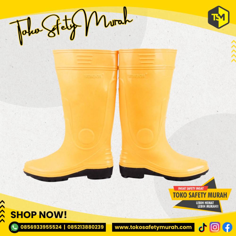 Sepatu Boot Wing On Karet Tinggi Kuning #Jual Alat Pelindung Diri APD Alat Keselamatan Kerja K3 - Image 2
