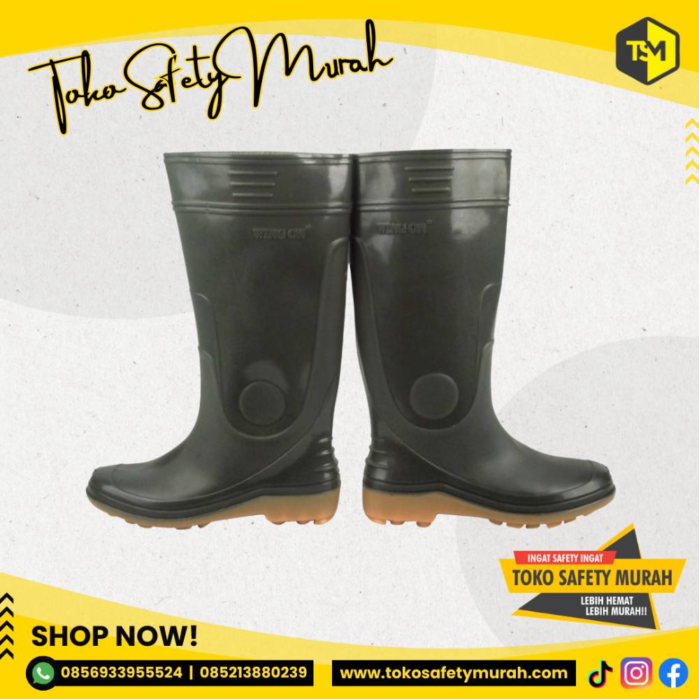 Sepatu Boot Karet Tinggi Hijau Sepatu Boots Perkebunan / Pertanian WING ON - Image 2