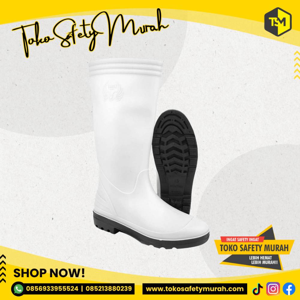 Sepatu Boots Karet Tinggi Putih Sepatu Boot Hunter SP Putih Size 44 - Image 4