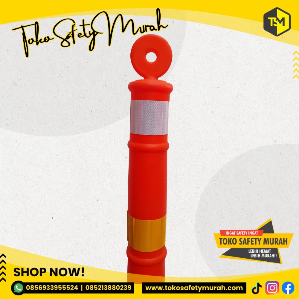 Stick Cone Tinggi 120 cm Base Plastik Dapat Diisi / Stik Tiang Pembatas Parkir Jalan Lalu Lintas / Safety Traffic Cone - Image 2