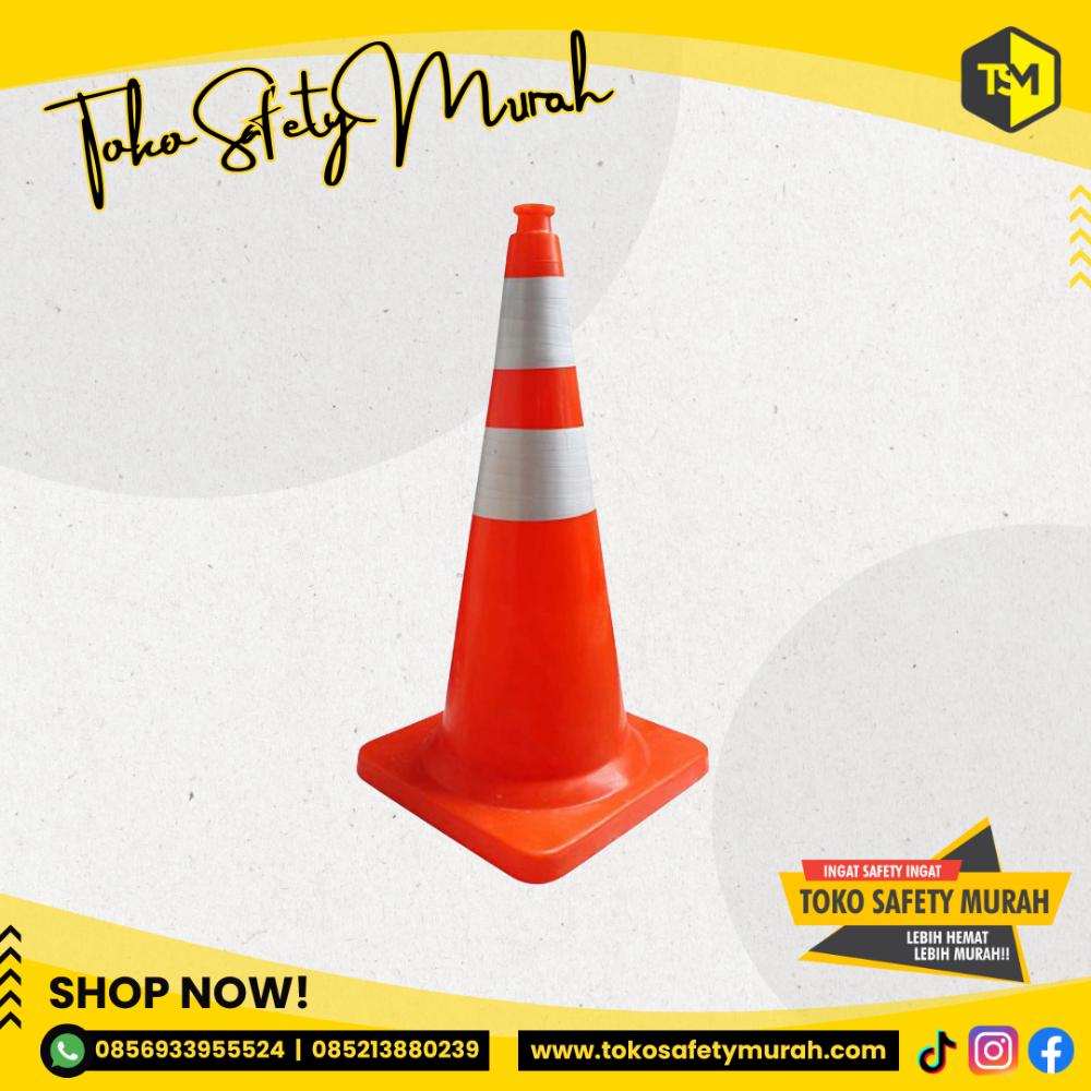 Traffic Cone PVC Plastik 75cm / Kerucut Safety Cone 75 cm Mathes / Pembatas Jalan Lalu Lintas Orange Double Scotlight Murah - Image 5
