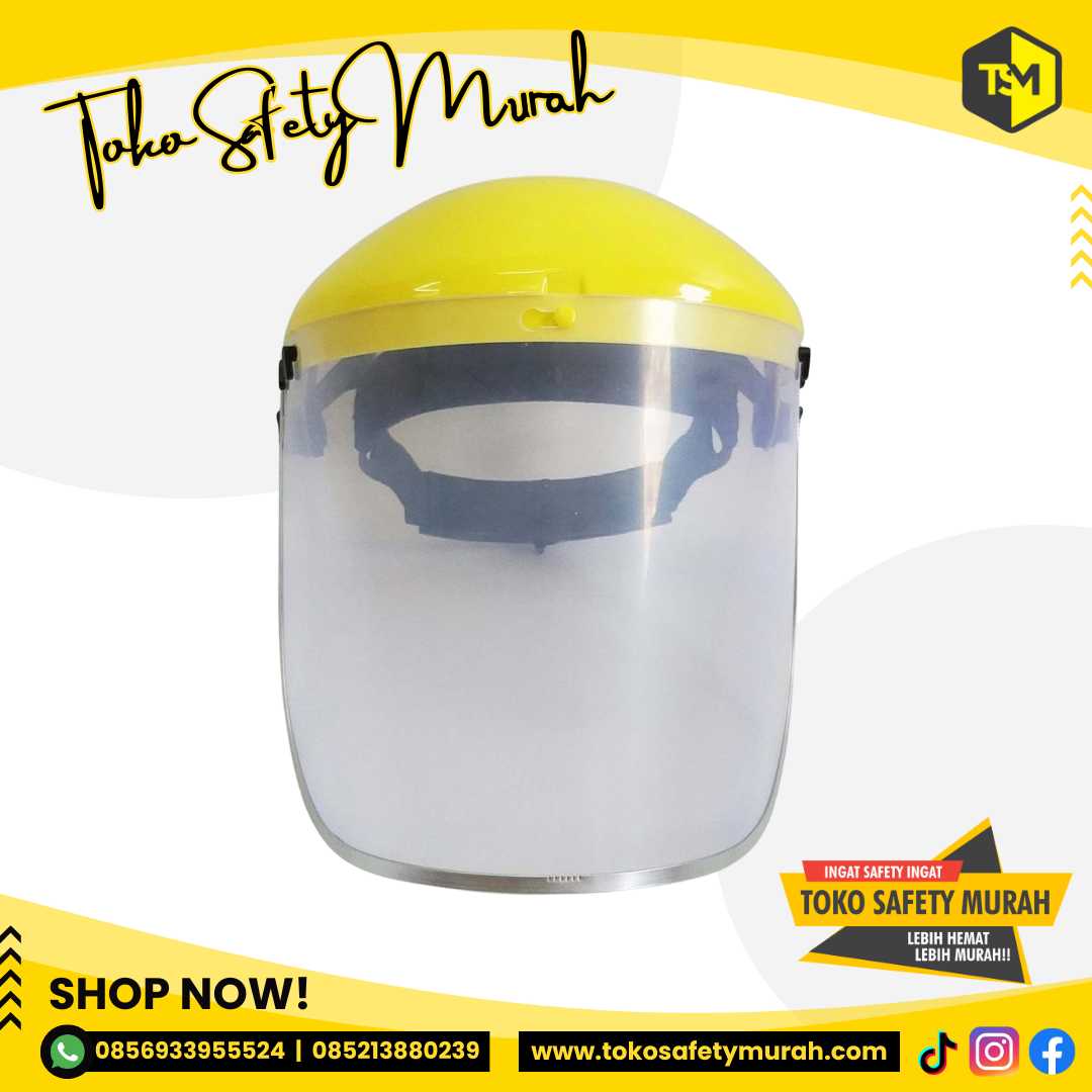 1 set Full Face Shield+Visor APD Premium Safety / Pelindung Muka Wajah Kuning / Kerja Las Gerinda Gurinda #Jual Alat Pelindung Diri APD Alat Keselamatan Kerja K3