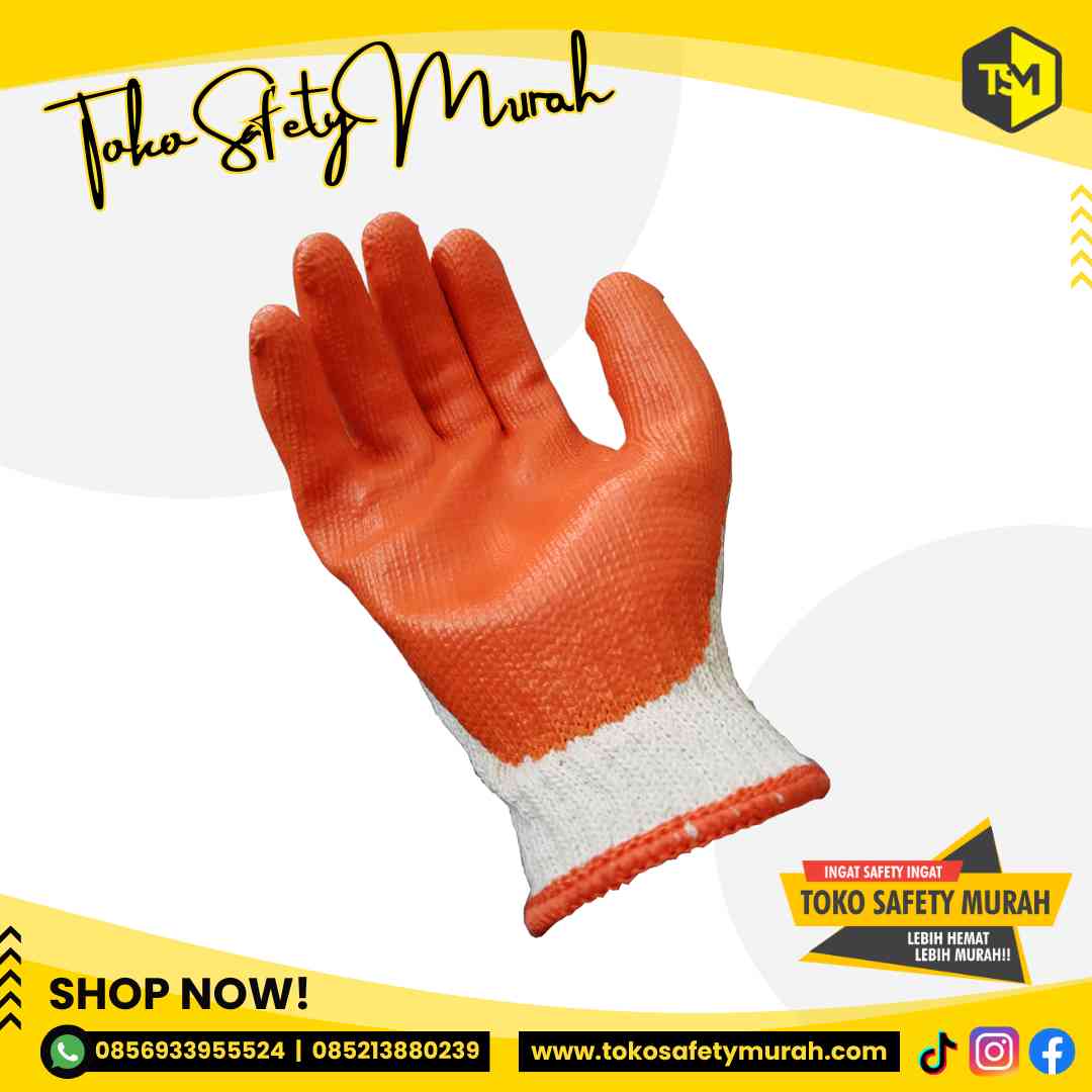 Sarung Tangan Lapis Karet Premium / Industri Kaca Safety Glove Cotton Latex General Work / Grip Kuat Antislip Licin - Image 5