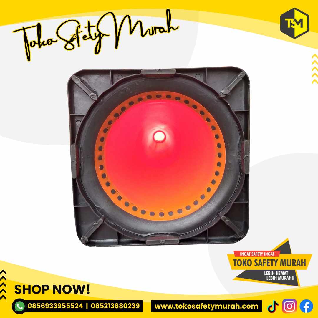 Safety Traffic Cone 75cm Dasar Hitam Traffic Cone Rubber PVC Tinggi Kerucut Pembatas Jalan Scotlight PUTIH-PUTIH / PUTIH-KUNING - Image 4