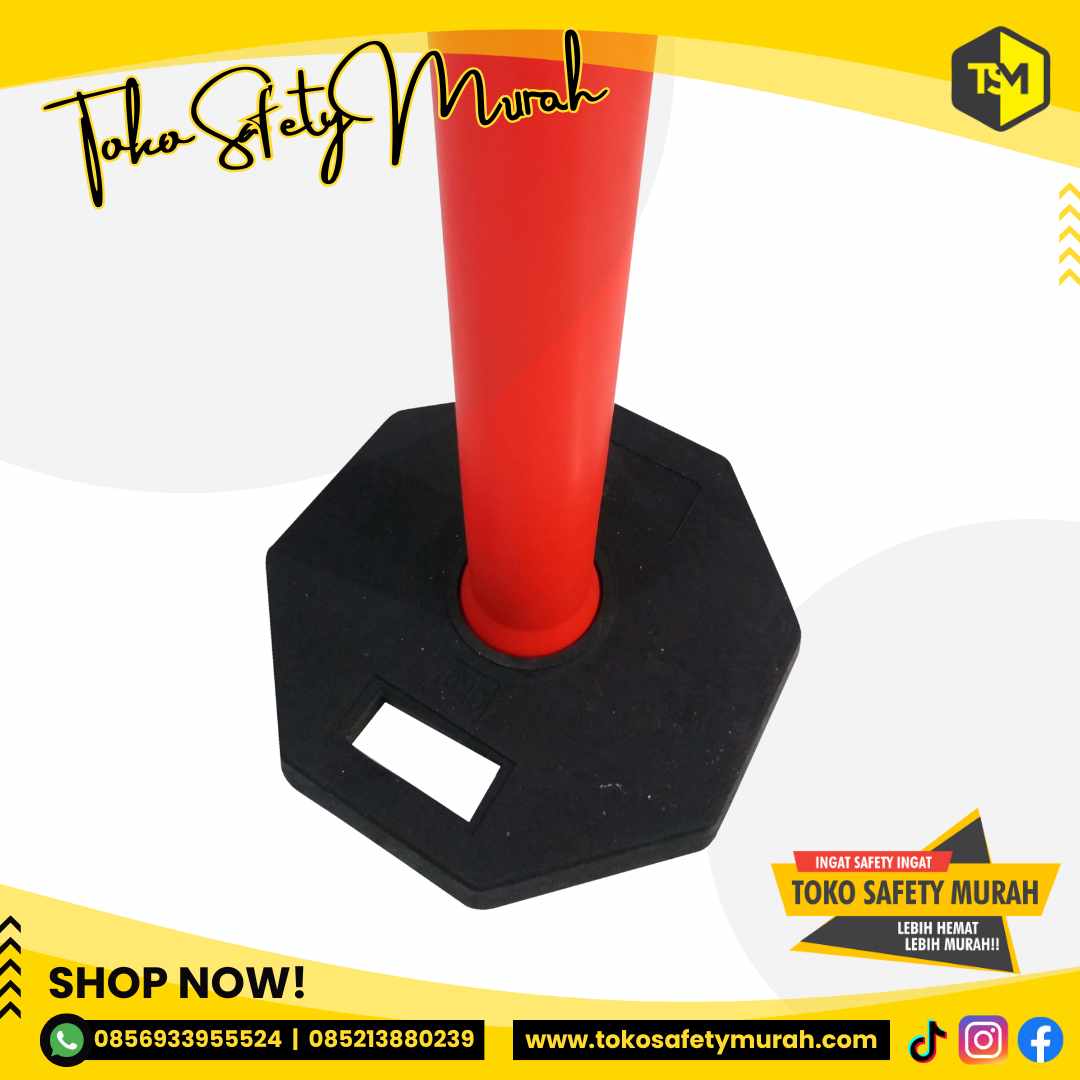 Stick Cone Alas Karet Rubber Single Scotlight Tiang Pembatas Jalan - Image 3