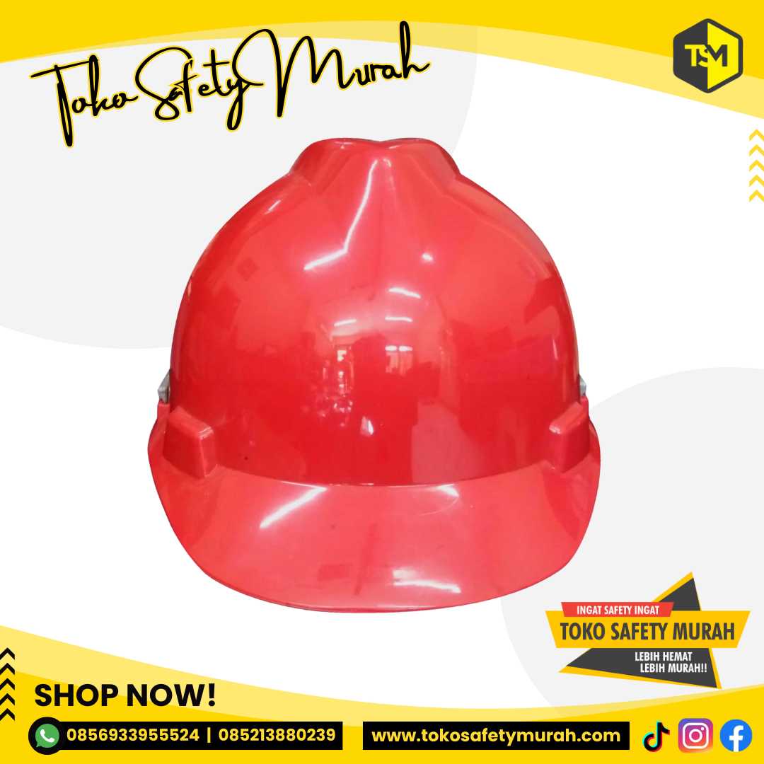 Helm Safety KSE K3 Officer Penutup Kepala Proyek A3 Merah Inner Biasa Murah #Jual Alat Pelindung Diri APD Alat Keselamatan Kerja K3
