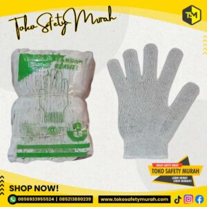 Sarung Tangan Rajut Kain Benang 3 Katun Putih 1 lusin Kerja Proyek Safety Industri Gloves