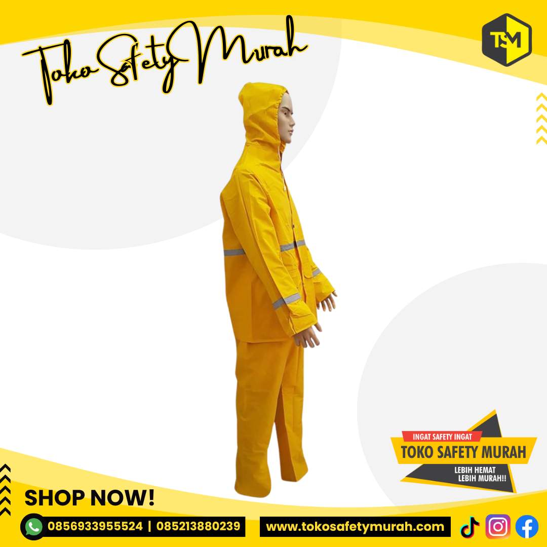 Baju Jas Hujan Setelan Baju Celana / Rainsuit Safety Scotlight K3 Proyek Motor bahan Kuat Anti Air - Image 5