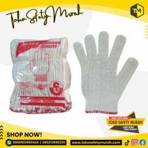 Sarung Tangan 1 lusin Murah Tebal 6B List Merah Red Benang 6 Rajut Working Gloves