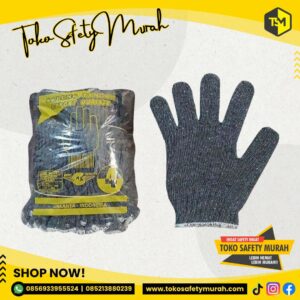 Sarung Tangan Kerja Abu Abu Polos Rajut Benang 4 Safety Gloves B4 Kain Katun Kerja Industri