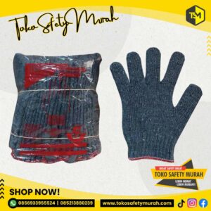 Sarung Tangan Safety Rajut Benang 6 Abu Murah Lusinan / Kaos Tangan Kain Katun list Merah Kerja Proyek Tukang Bangunan