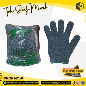 Sarung Tangan Rajut Katun Paling Tebal Benang 8 Abu Abu Polos B8 Safety Hand Gloves Murah 8B