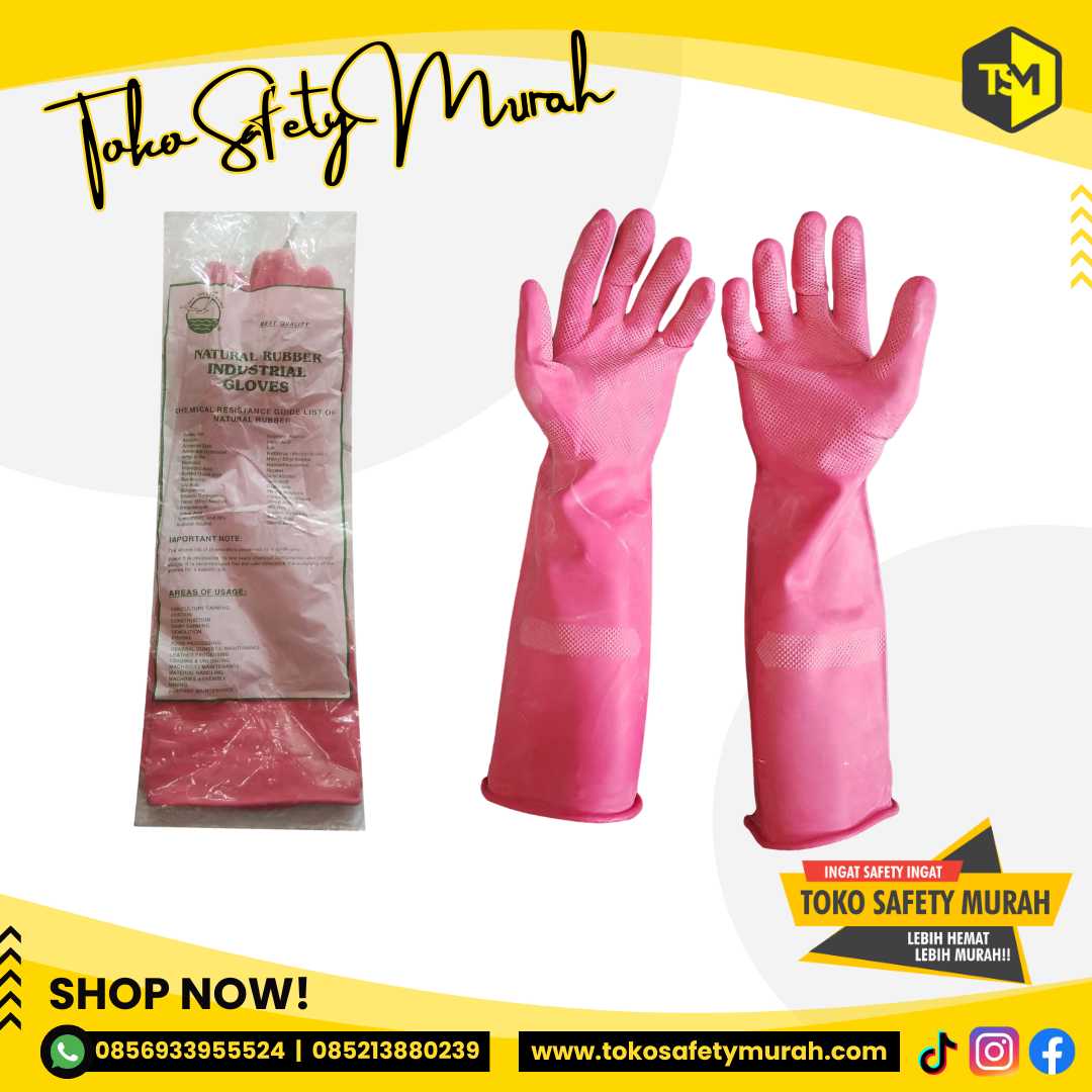 Sarung Tangan Rubber Serbaguna Seagull 16 inch / Sarung Tangan Tahan Kimia Panjang 40 cm#Jual Alat Pelindung Diri APD Alat Keselamatan Kerja K3