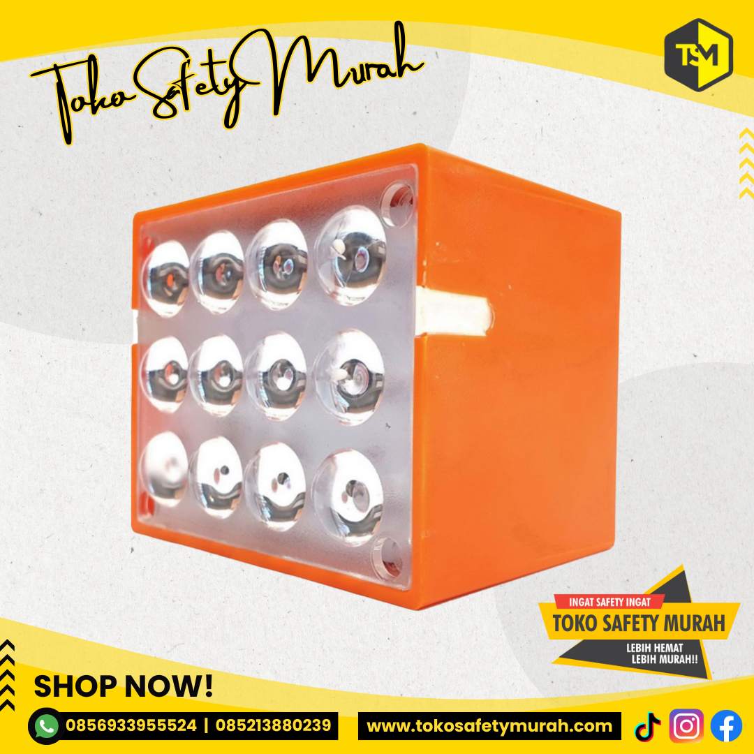 Warning Light Solarcell Traffic Cone / Lampu Kerucut Jalan 12 LED Solar Cell / Tenaga Surya Sollar Cell - Image 2