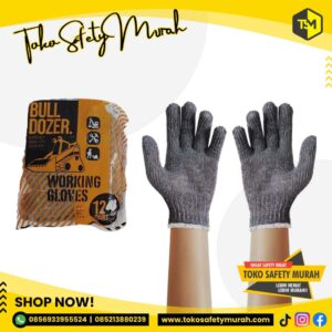 Sarung Tangan Kerja Kain Katun Rajut Benang 3 Abu Bulldozer B3 Grosir 3B #Jual Alat Pelindung Diri APD Alat Keselamatan Kerja K3
