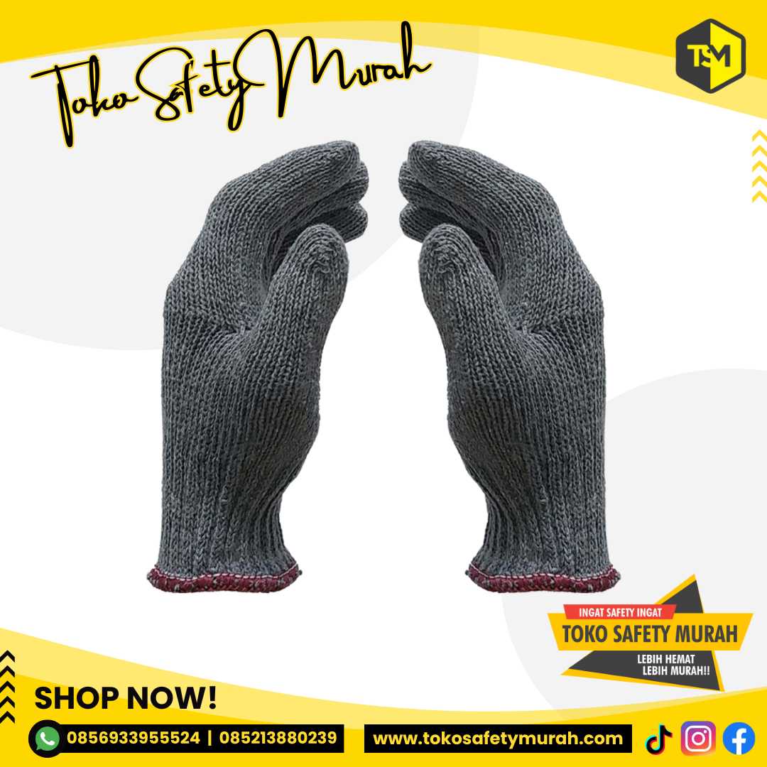 Sarung Tangan Kerja Rajut Benang 5 Abu Buldozer Murah Grosir #Jual Alat Pelindung Diri APD Alat Keselamatan Kerja K3 - Image 2