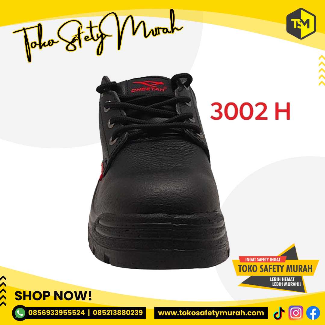 Sepatu Boot Safety Cheetah 3002 Hitam Original - Image 3