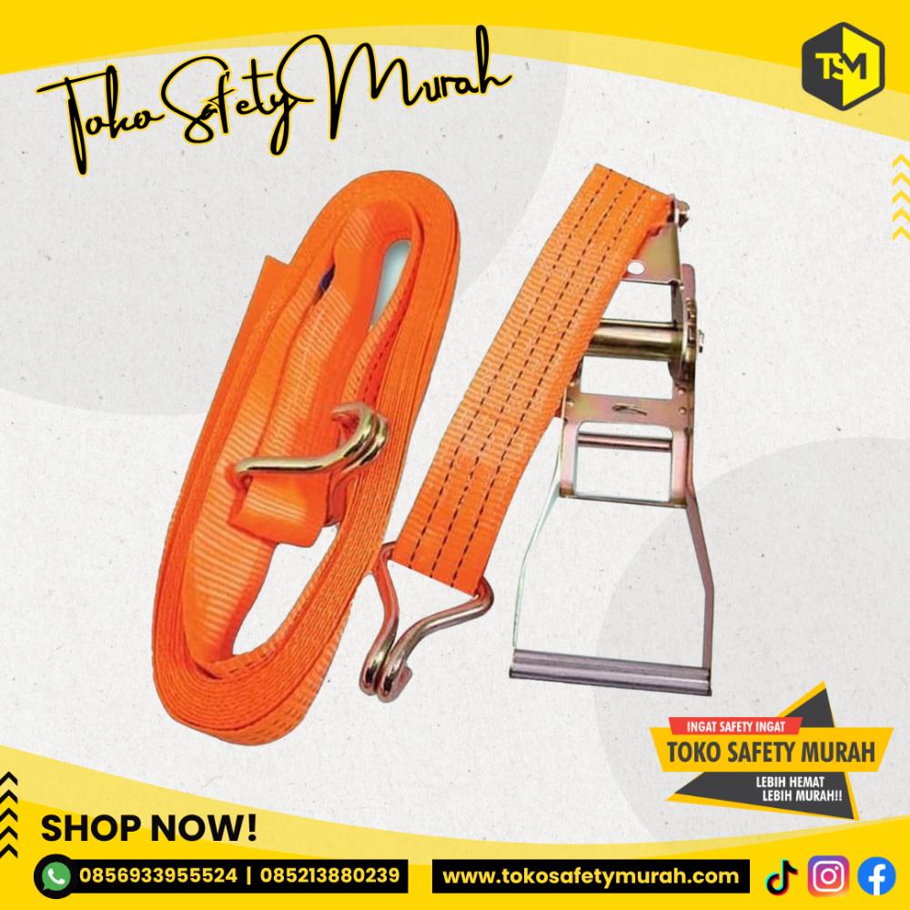 Webbing Cargo Lashing Belt Ratchet Tie Down Trackbelt Sabuk Tali Ikat Barang Mobil Truk Rachet 3 Ton x 12 meter Safety Tali Kuat Pengikat Barang#Jual Alat Pelindung Diri APD Alat Keselamatan Kerja K3 - Image 2