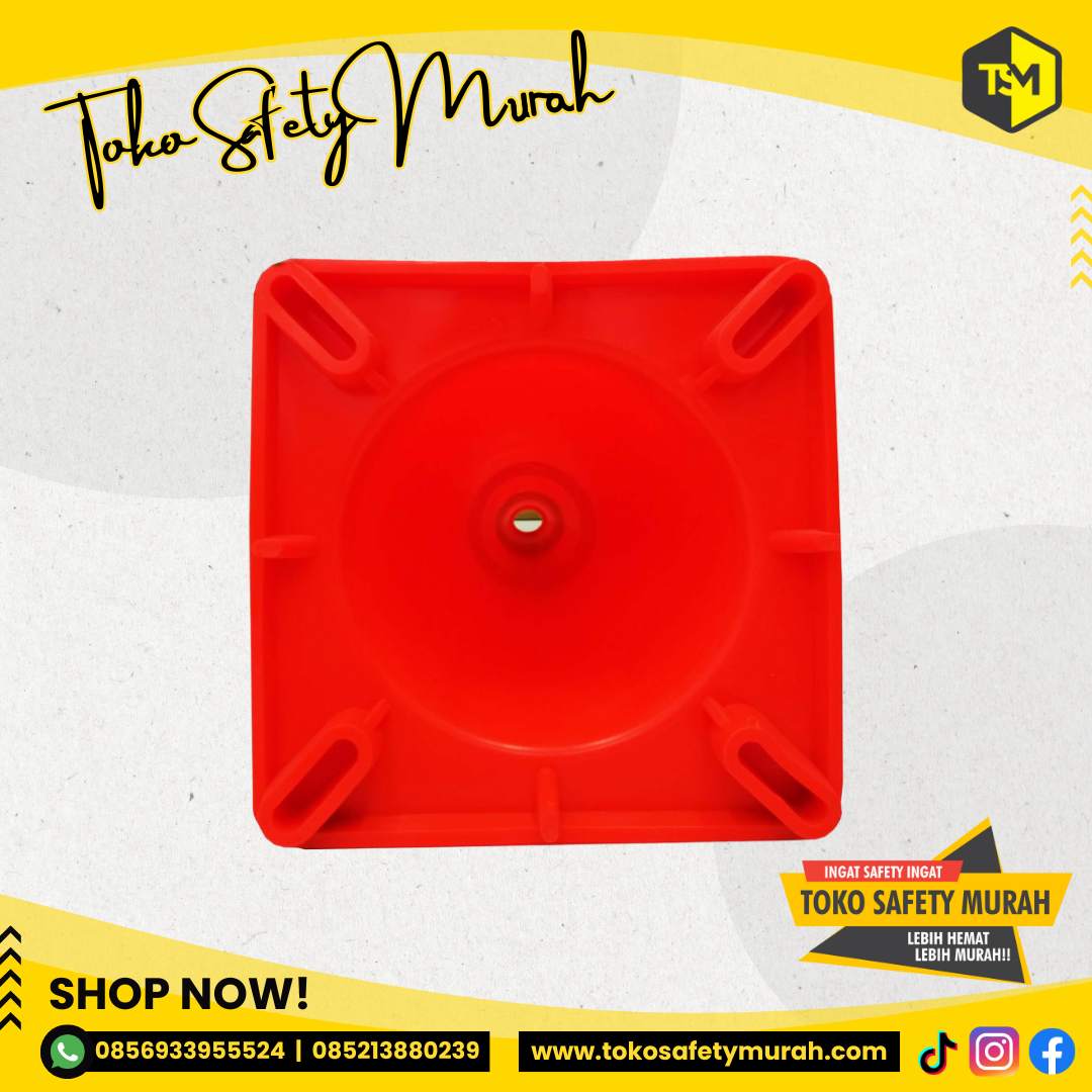 Traffic Cone Full Rubber Tinggi 90 cm Orange / Safety Cone Karet Model Double Scotlight / Kerucut Pembatas Jalan 90cm #Jual Alat Pelindung Diri APD Alat Keselamatan Kerja K3 - Image 4