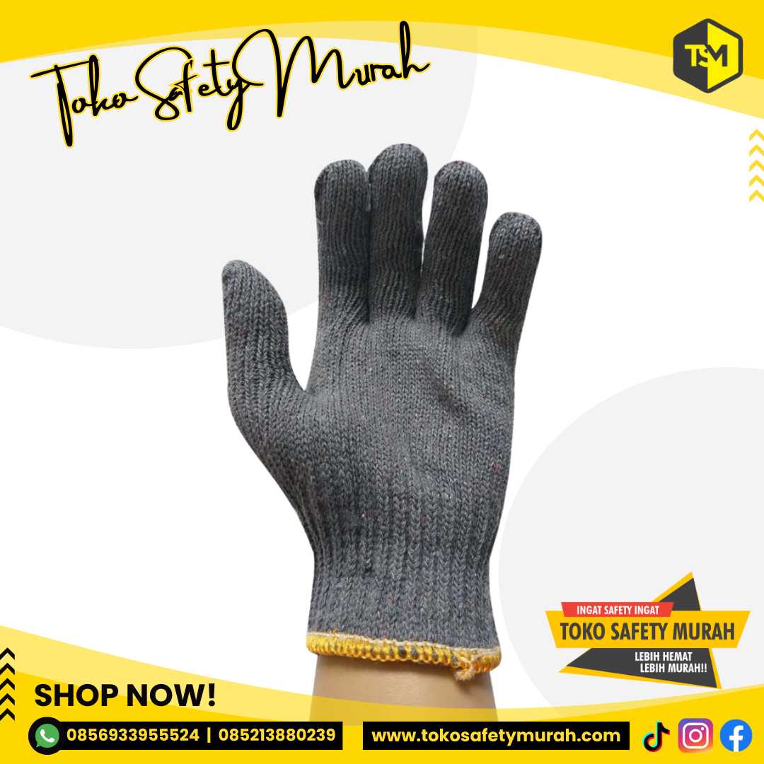 Sarung Tangan Kerja Rajut Benang 6 Abu Buldozer B6 #Jual Alat Pelindung Diri APD Alat Keselamatan Kerja K3 - Image 3