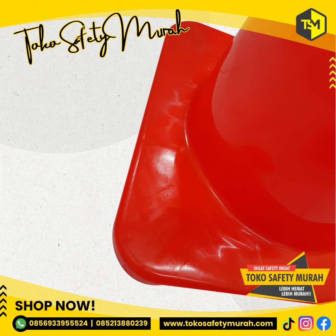 Safety Traffic Cone 70 cm Orange Rubber / Kerucut Lalu Lintas Segitiga Pembatas Jalan Karet 70cm Murah - Image 5