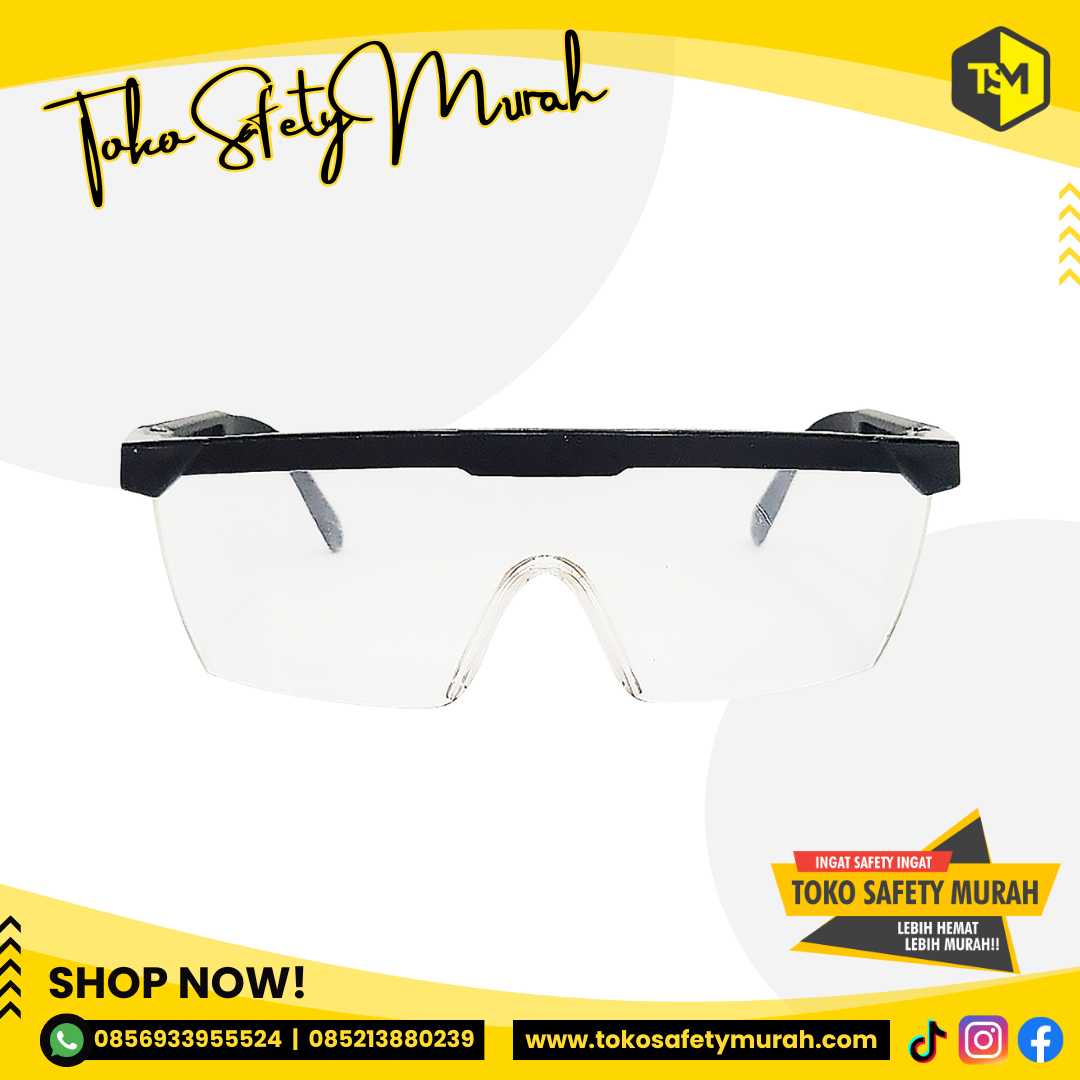 Kacamata Las Kotak Clear Bening V-PRO Gurinda Safety Glasses Proyek #Jual Alat Pelindung Diri APD Alat Keselamatan Kerja K3 - Image 3