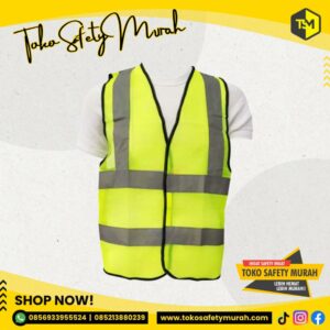 Rompi Polyester Hijau / Rompi Safety / Baju Safety 4 Line Basic #Jual Alat Pelindung Diri APD Alat Keselamatan Kerja K3