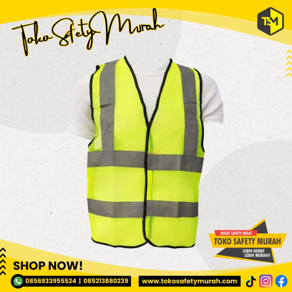 Rompi Polyester Hijau / Rompi Safety / Baju Safety 4 Line Basic #Jual Alat Pelindung Diri APD Alat Keselamatan Kerja K3
