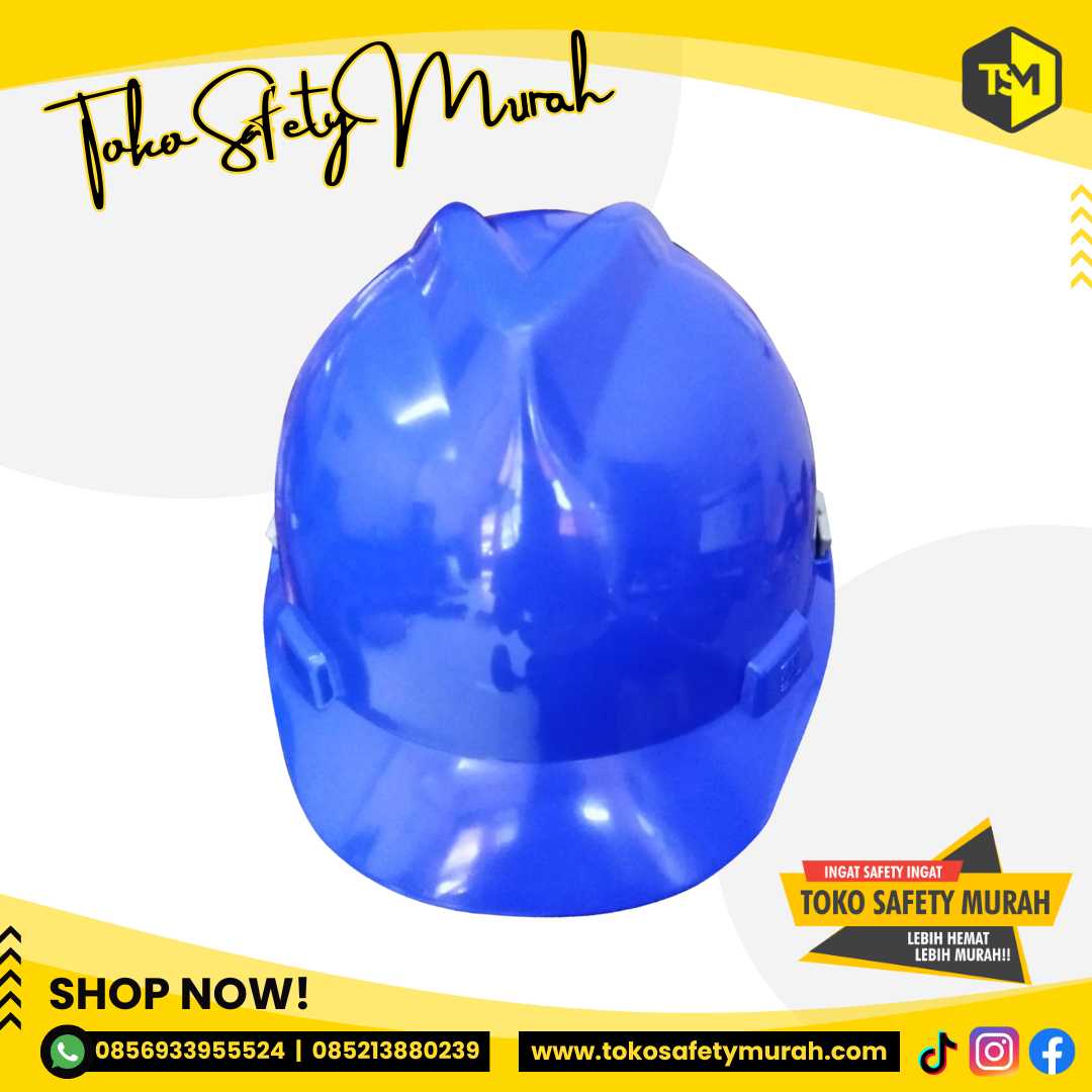 Helm Proyek SNI Safety Tebal AAA Biru + Sarang Putar Fastrack + Tali Dagu #Jual Alat Pelindung Diri APD Alat Keselamatan Kerja K3 - Image 2