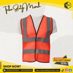 Rompi Polyester Orange / Rompi Safety / Baju Safety 4 Line Basic #Jual Alat Pelindung Diri APD Alat Keselamatan Kerja K3