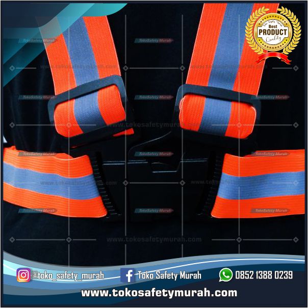 Rompi V Karet Elastis Orange / Rompi Safety Gesper Murah #Jual Alat Pelindung Diri APD Alat Keselamatan Kerja K3 - Image 4