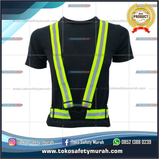 Rompi V Karet Bagus Hijau / Rompi Safety Staff Model Gesper Murah #Jual Alat Pelindung Diri APD Alat Keselamatan Kerja K3 - Image 2