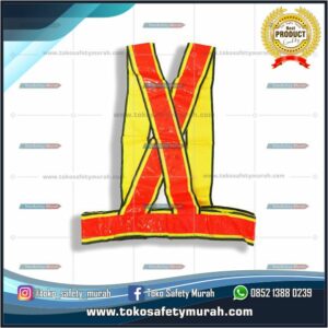 Rompi V Gesper Kombinasi Hijau Scotlight Orange Proyek #Jual Alat Pelindung Diri APD Alat Keselamatan Kerja K3