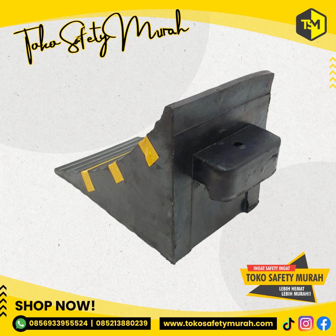 Wheel Stopper Rubber Chock 16cm Ganjalan Ban Mobil Umum SUV / Penahan Roda Bahan Karet Padat - Image 3
