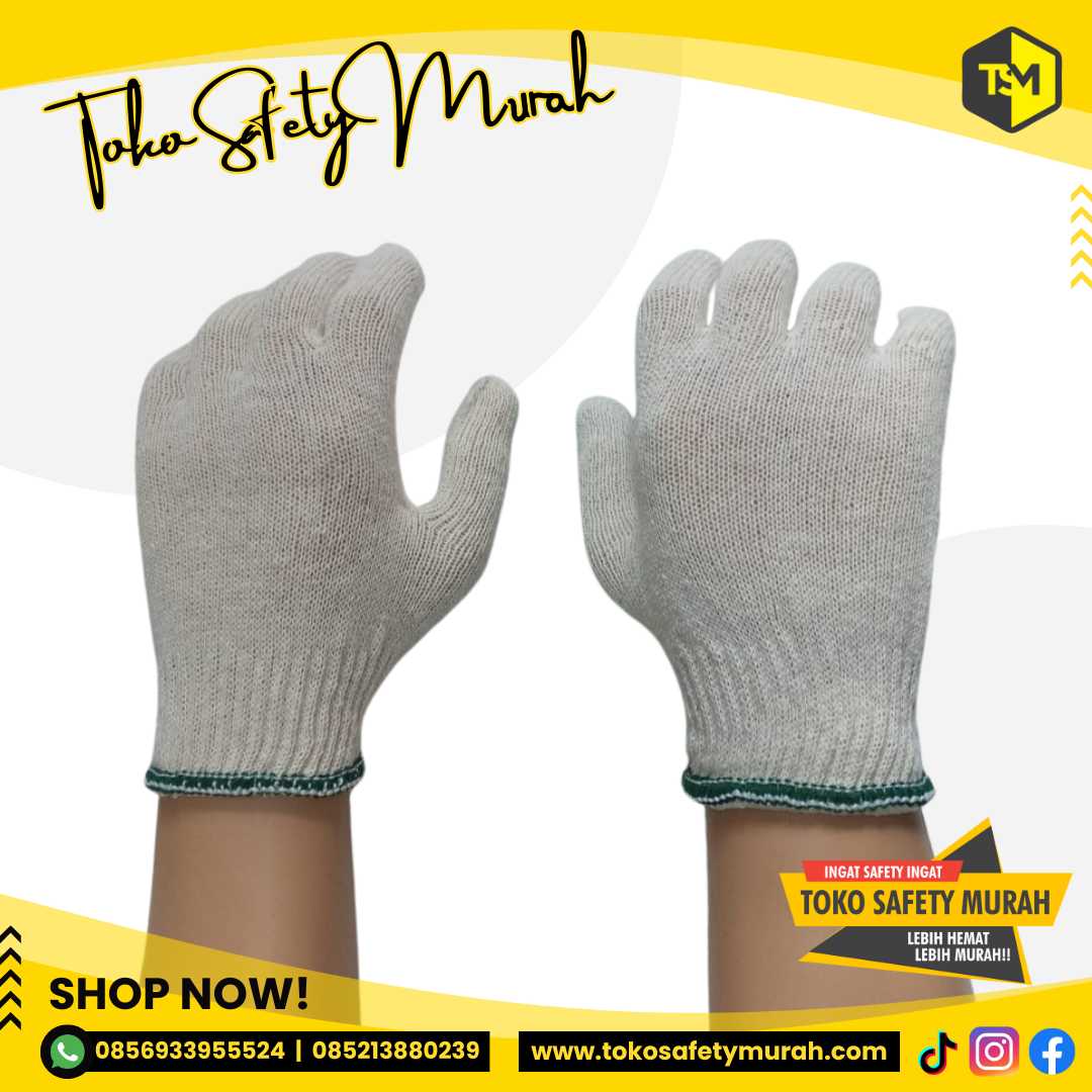Sarung Tangan Benang 3 Putih Sarung Tangan Kerja Proyek B3 isi 12 pasang Working Gloves - Image 4
