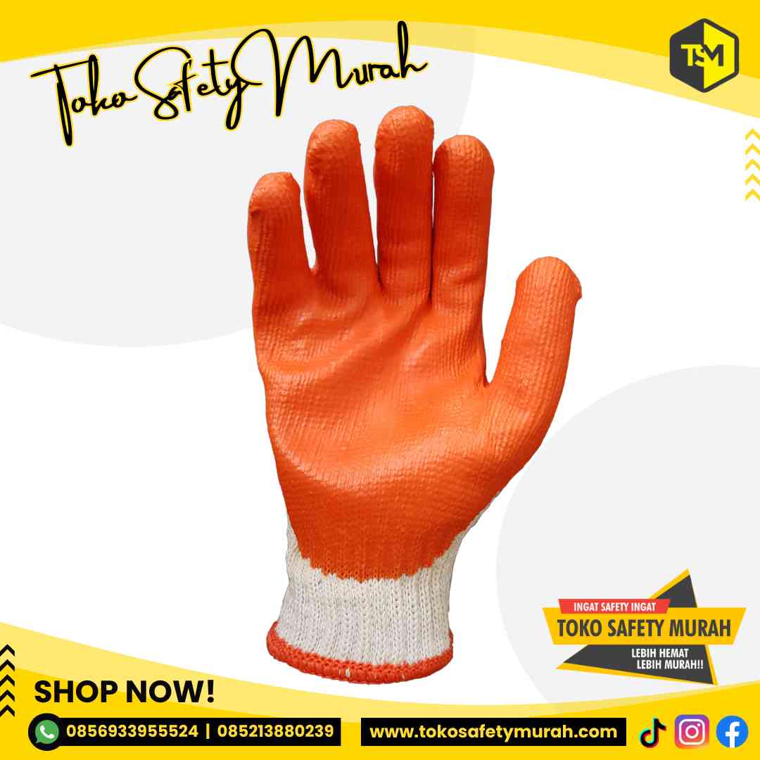 Sarung Tangan Lapis Karet Premium / Industri Kaca Safety Glove Cotton Latex General Work / Grip Kuat Antislip Licin - Image 2