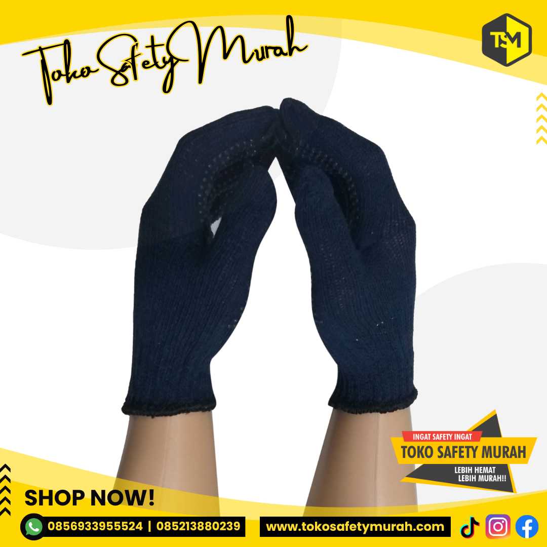 Sarung Tangan Proyek Bangunan Bintik / Dotting Navy Marlin 12 Pasang (1 Lusin) - Image 3