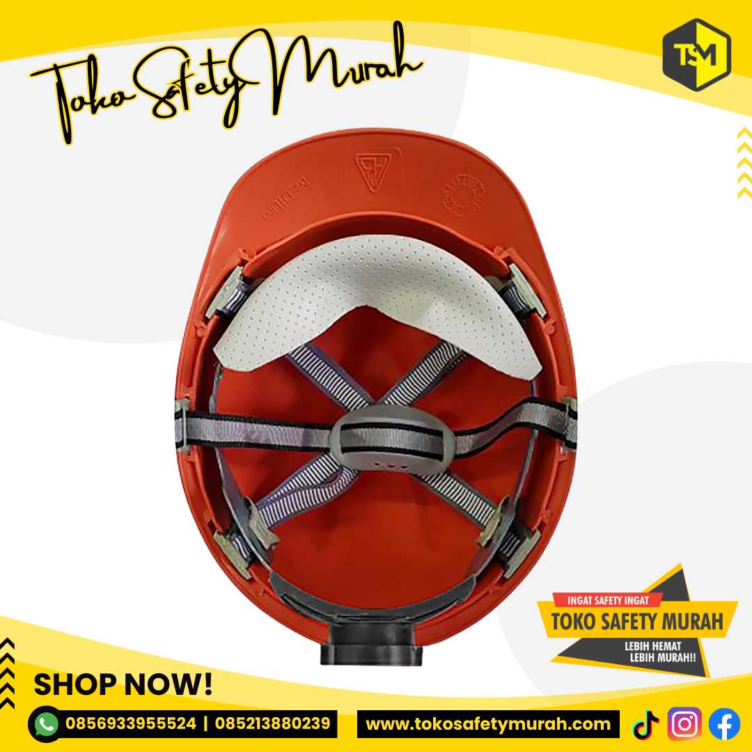 Safety Helmet Tamu Proyek Helm Kerja A3 Orange + Inner Fastrack + Tali Dagu #Jual Alat Pelindung Diri APD Alat Keselamatan Kerja K3 - Image 4