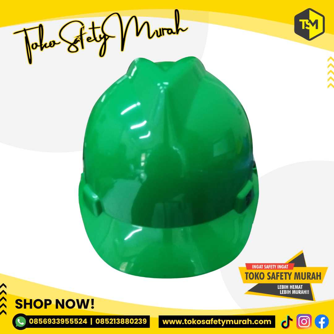 Safety helm Proyek SNI Tebal Safety Helmet Hijau ( ISO 9001 ) #Jual Alat Pelindung Diri APD Alat Keselamatan Kerja K3 - Image 2