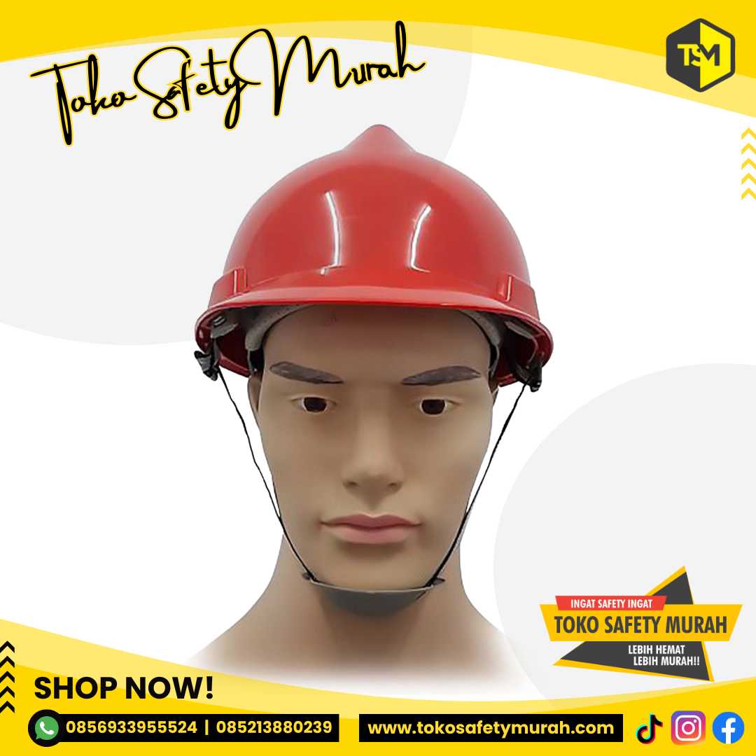 Helm Proyek V-Guard Safety SNI ISO 9001 K3 / FREE inner tali dagu / Merah #Jual Alat Pelindung Diri APD Alat Keselamatan Kerja K3