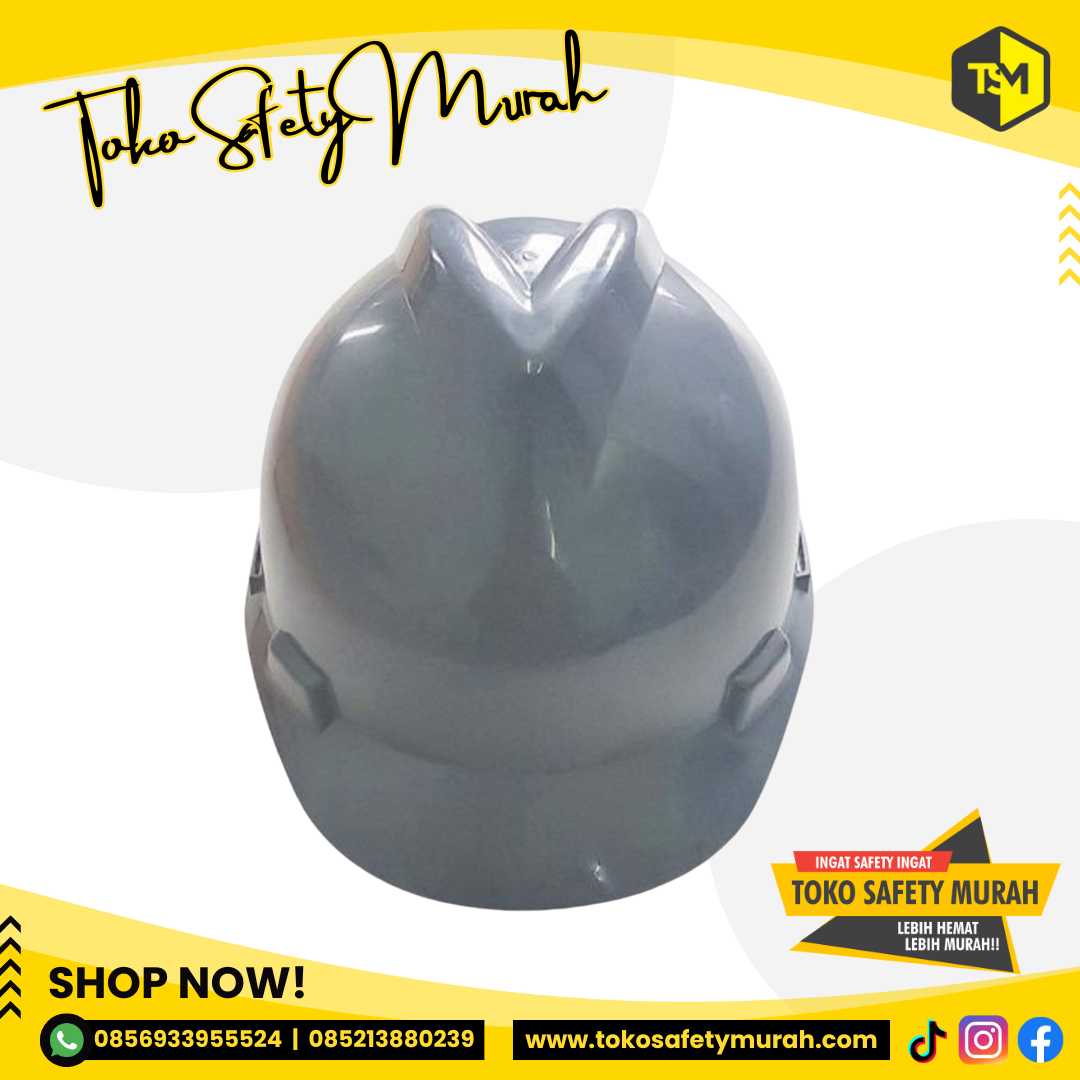Safety Helmet Murah / Helm Pengunjung Proyek A3 Abu abu + Inner Biasa #Jual Alat Pelindung Diri APD Alat Keselamatan Kerja K3