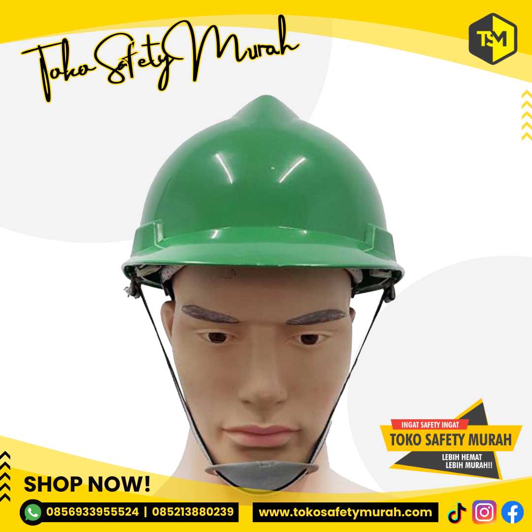 Helm Pengawas Lingkungan Keselamatan Kerja / Safety Helmet A3 Hijau Sarang Inner Biasa #Jual Alat Pelindung Diri APD Alat Keselamatan Kerja K3 - Image 3