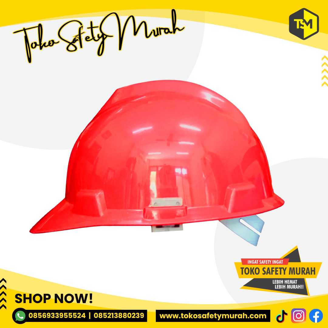 Helm Safety KSE K3 Officer Penutup Kepala Proyek A3 Merah Inner Biasa Murah #Jual Alat Pelindung Diri APD Alat Keselamatan Kerja K3 - Image 5